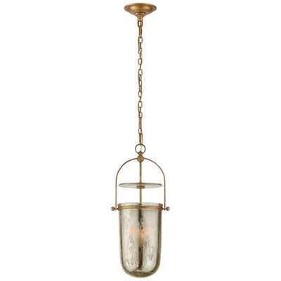 Chapman & Myers Lorford Tall Smoke Bell Lantern in Gilded Iron with Mercury Glass Ceiling Light W10