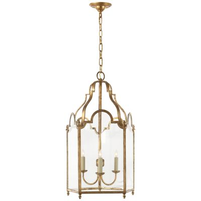 Chapman & Myers French Market Medium Lantern in Gilded Iron Ceiling Light W16.5
