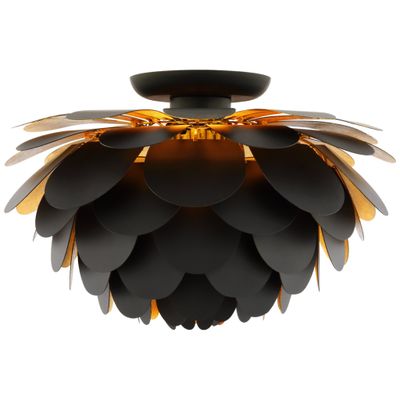 Chapman & Myers Cynara Large Flush Mount in Matte Black and Gild Ceiling Light W17