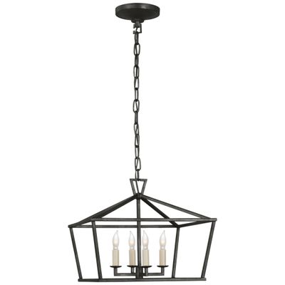 Chapman & Myers Darlana Small Wide Semi-Flush Mount Lantern in Aged Iron Ceiling Light W16