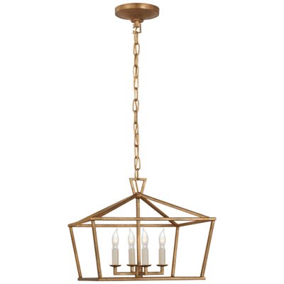 Chapman & Myers Darlana Small Wide Semi-Flush Mount Lantern in Gilded Iron Ceiling Light W16