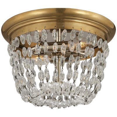 Chapman & Myers Paris Flea Market Small Flush Mount in Antique-Burnished Brass with Seeded Glass Ceiling Light W10