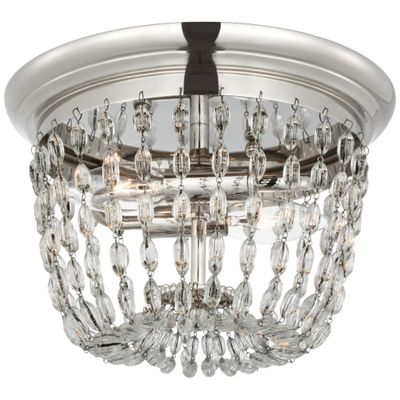 Chapman & Myers Paris Flea Market Small Flush Mount in Polished Nickel with Seeded Glass Ceiling Light W10