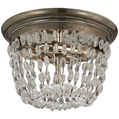 Chapman & Myers Paris Flea Market Small Flush Mount in Sheffield Silver with Seeded Glass Ceiling Light W10