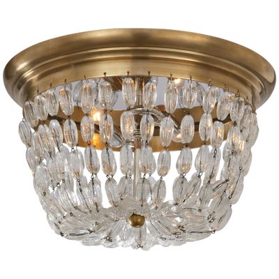 Chapman & Myers Paris Flea Market Medium Flush Mount in Antique-Burnished Brass with Seeded Glass Ceiling Light W13