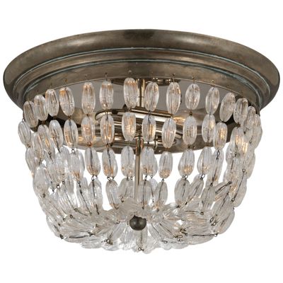 Chapman & Myers Paris Flea Market Medium Flush Mount in Sheffield Silver with Seeded Glass Ceiling Light W13