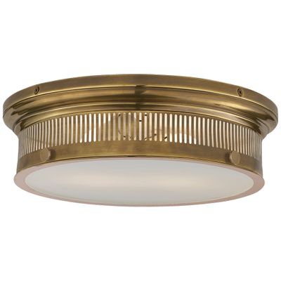 Chapman & Myers Alderly Flush Mount in Antique Brass with White Glass Ceiling Light W16