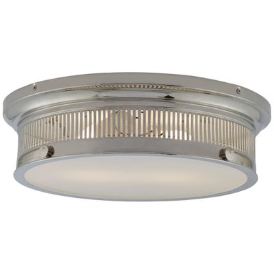 Chapman & Myers Alderly Flush Mount in Polished Nickel with White Glass Ceiling Light W16