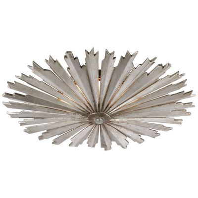 Chapman & Myers Claymore Large Flush Mount in Burnished Silver Leaf Ceiling Light W18