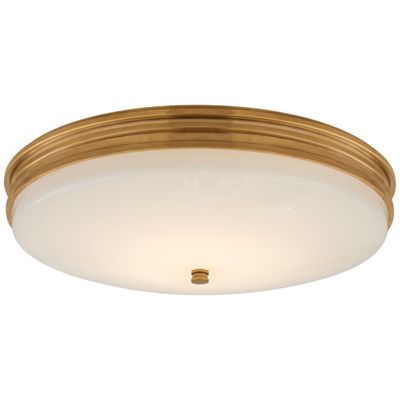 Chapman & Myers Launceton Medium Flush Mount in Antique-Burnished Brass with White Glass Ceiling Light W16.75