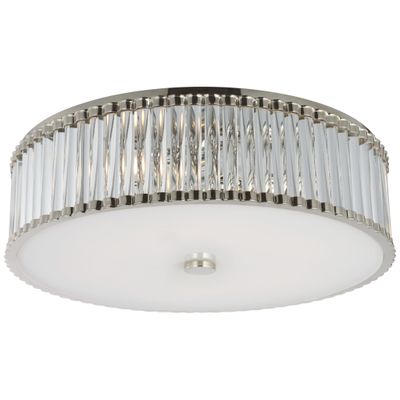 Chapman & Myers Kean 14 Flush Mount in Hand-Rubbed Antique Brass with  Clear Glass Rods and Frosted Glass Diffuser