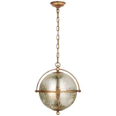 Chapman & Myers Bayridge Large Pendant in Gilded Iron with Antique Mercury Glass Ceiling Light W15.5