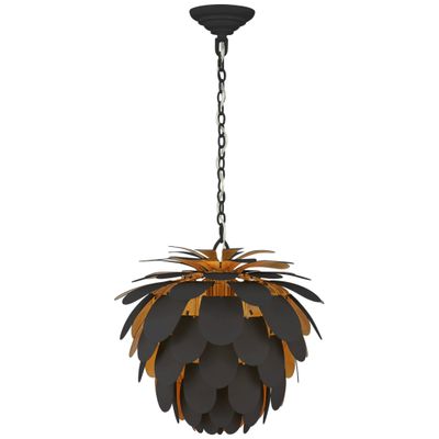 Chapman & Myers Cynara Small Chandelier in Matte Black and Gild Ceiling Light W16.75