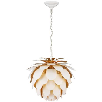 Chapman & Myers Cynara Small Chandelier in White and Gild Ceiling Light W16.75