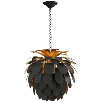 Chapman & Myers Cynara Medium Chandelier in Matte Black and Gild Ceiling Light W22.5