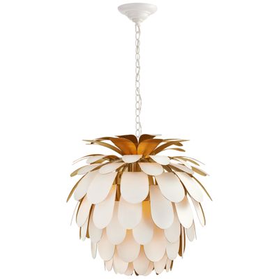 Chapman & Myers Cynara Medium Chandelier in White and Gild Ceiling Light W22.5