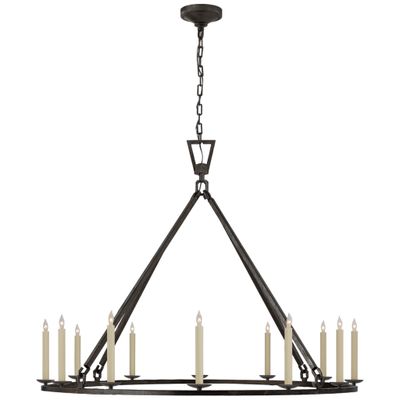 Chapman & Myers Darlana Extra Large Single Ring Chandelier in Aged Iron Ceiling Light W50