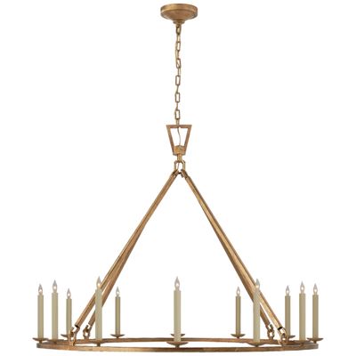 Chapman & Myers Darlana Extra Large Single Ring Chandelier in Gilded Iron Ceiling Light W50