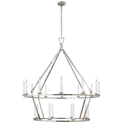 Chapman & Myers Darlana Extra Large Two-Tier Chandelier in Polished Nickel Ceiling Light W50