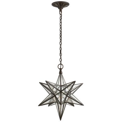 Chapman & Myers Moravian Medium Star Lantern in Aged Iron with Antique Mirror Ceiling Light W15.5