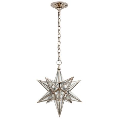 Chapman & Myers Moravian Medium Star Lantern in Burnished Silver Leaf with Antique Mirror Ceiling Light W15.5