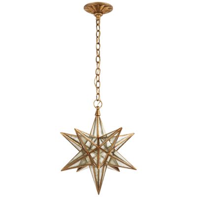 Chapman & Myers Moravian Medium Star Lantern in Gilded Iron with Antique Mirror Ceiling Light W15.5