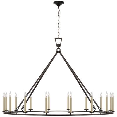 Chapman & Myers Darlana Oversized Single Ring Chandelier in Aged Iron Ceiling Light W61.25