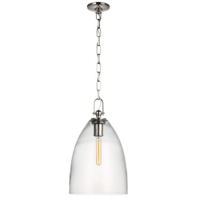 Chapman & Myers Andros Large Pendant in Polished Nickel with Clear Glass Ceiling Light W12