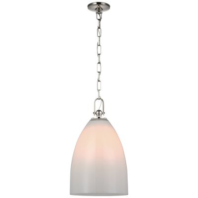 Chapman & Myers Andros Large Pendant in Polished Nickel with White Glass Ceiling Light W12