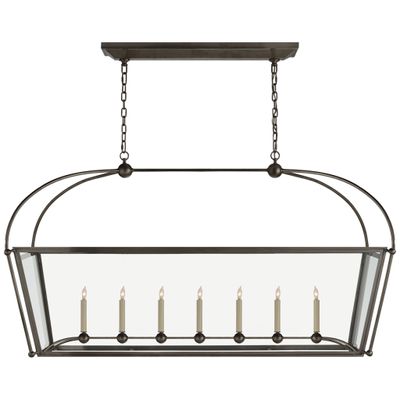 Chapman & Myers Riverside Large Linear Pendant in Bronze with Clear Glass Ceiling Light W54