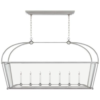 Chapman & Myers Riverside Large Linear Pendant in Polished Nickel with Clear Glass Ceiling Light W54