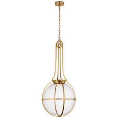 Chapman & Myers Gracie Large Captured Globe Pendant in Antique-Burnished Brass with Clear Glass Ceiling Light W19.25