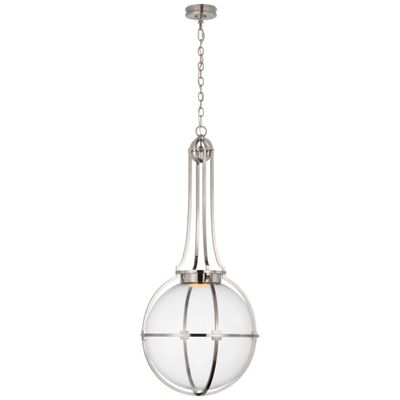 Chapman & Myers Gracie Large Captured Globe Pendant in Antique Nickel with Clear Glass Ceiling Light W19.25
