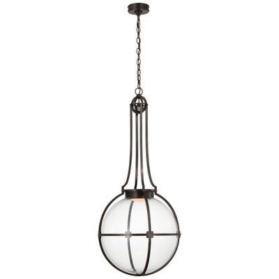 Chapman & Myers Gracie Large Captured Globe Pendant in Bronze with Clear Glass Ceiling Light W19.25