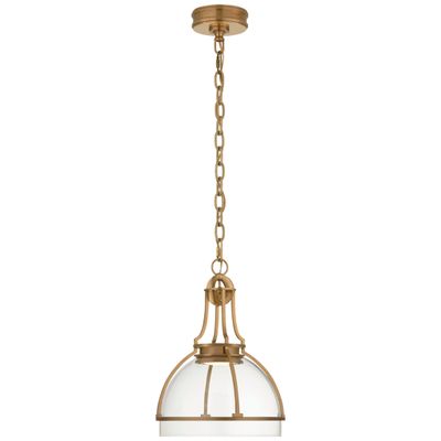Chapman & Myers Gracie Medium Dome Pendant in Antique-Burnished Brass with Clear Glass Ceiling Light W12
