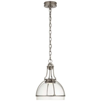 Chapman & Myers Gracie Medium Dome Pendant in Antique Nickel with Clear Glass Ceiling Light W12