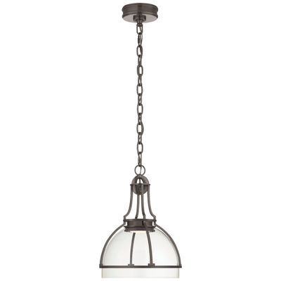 Chapman & Myers Gracie Medium Dome Pendant in Bronze with Clear Glass Ceiling Light W12