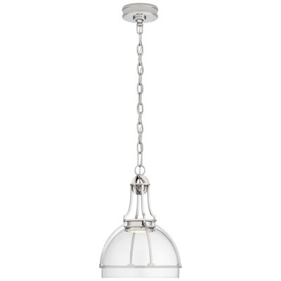 Chapman & Myers Gracie Medium Dome Pendant in Polished Nickel with Clear Glass Ceiling Light W12