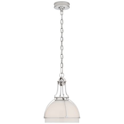 Chapman & Myers Gracie Medium Dome Pendant in Polished Nickel with White Glass Ceiling Light W12