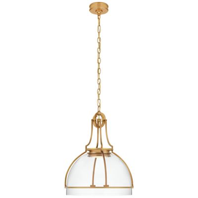 Chapman & Myers Gracie Large Dome Pendant in Antique-Burnished Brass with Clear Glass Ceiling Light W19