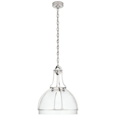 Chapman & Myers Gracie Large Dome Pendant in Polished Nickel with Clear Glass Ceiling Light W19