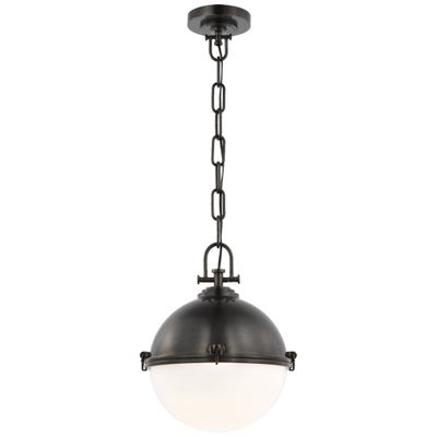 Chapman & Myers Adrian Large Globe Pendant in Bronze with White Glass Ceiling Light W14