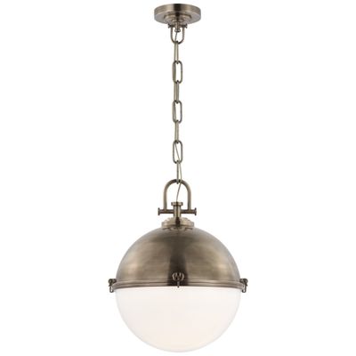 Chapman & Myers Adrian X-Large Globe Pendant in Antique Nickel with White Glass Ceiling Light W17