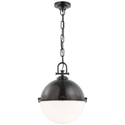 Chapman & Myers Adrian X-Large Globe Pendant in Bronze with White Glass Ceiling Light W17