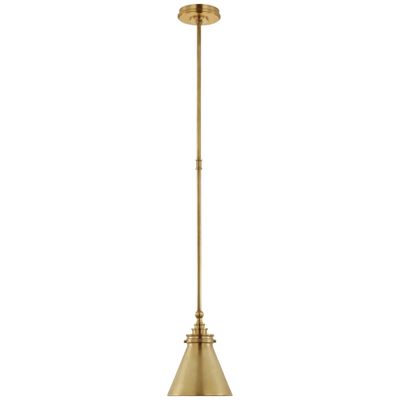 Country Industrial Large Pendant in Antique-Burnished Brass with