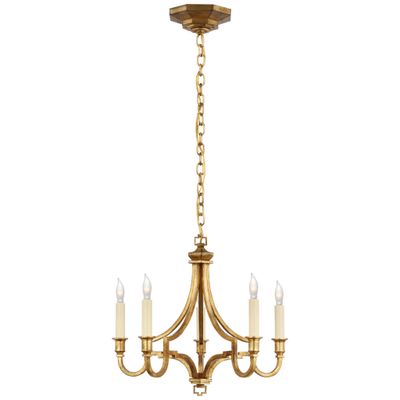 Chapman & Myers Mykonos Small Chandelier in Gilded Iron Ceiling Light W15.5