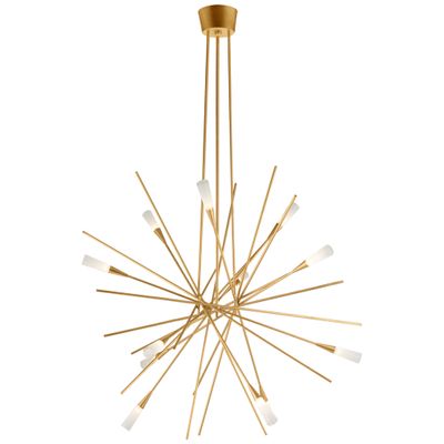 Chapman & Myers Stellar Large Chandelier in Gild with Frosted Acrylic Ceiling Light W38.25