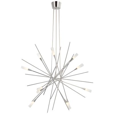 Chapman & Myers Stellar Large Chandelier in Polished Nickel with Frosted Acrylic Ceiling Light W38.25
