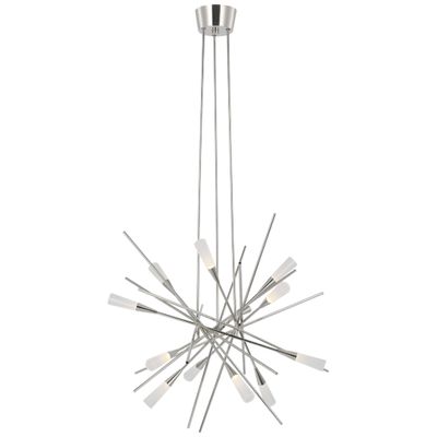 Chapman & Myers Stellar Medium Chandelier in Polished Nickel with Frosted Acrylic Ceiling Light W27.25