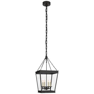 Chapman & Myers Launceton Small Square Lantern in Bronze with Clear Glass Ceiling Light W12.5